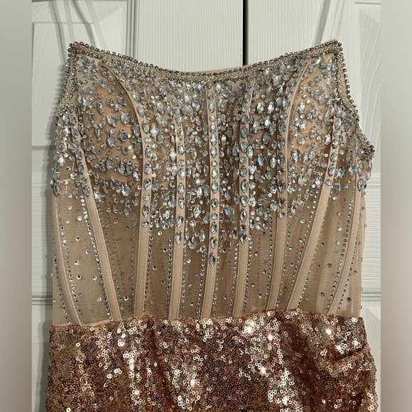 NEW!! Sparkly Gorgeous Strapless Long Mermaid Beaded Prom Dress With Split - Picture 2 of 5